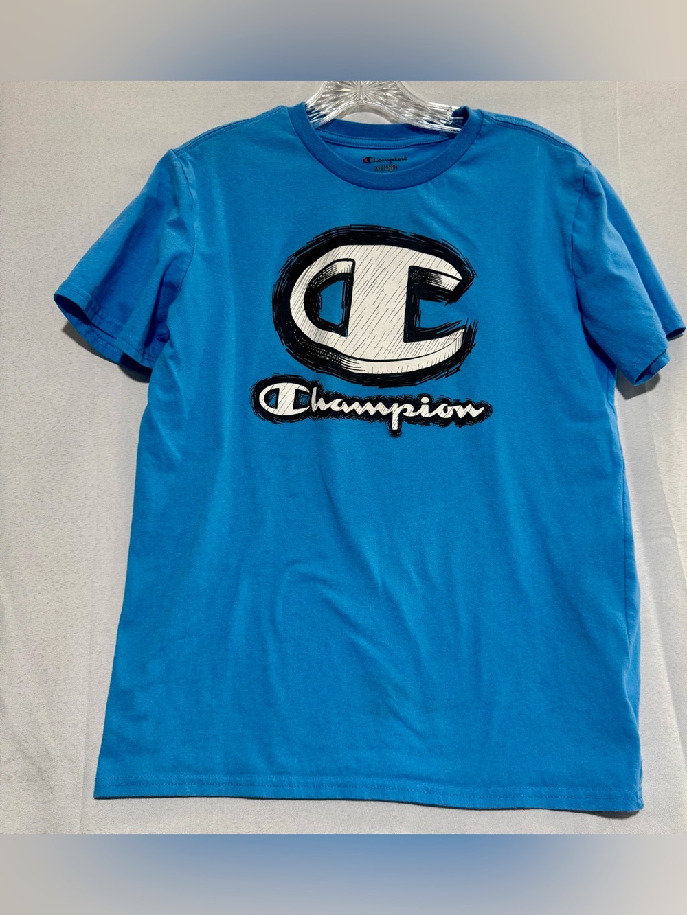 Champion Kids Blue Sketch C Graphic T-Shirt Sz XL 18/20